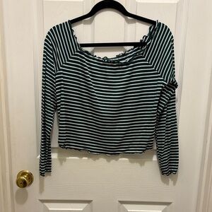 Striped Green and White Women's Top